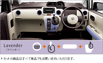 インテリアコーディネートセット（ラベンダー） ドレスアップパネル(ラベンダー)/シフトノブ(革巻　ラベンダー)/アクセントリング(ラベンダー)/ドレスアップトリム(セットアイテム（ラベンダー）)/アク